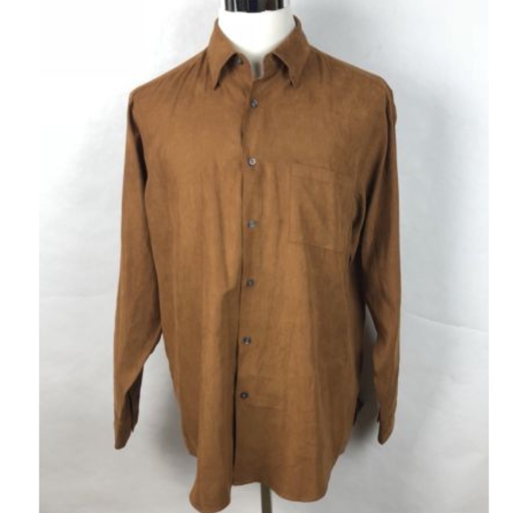 Alfani Faux Suede Polyester Button Front Shirt